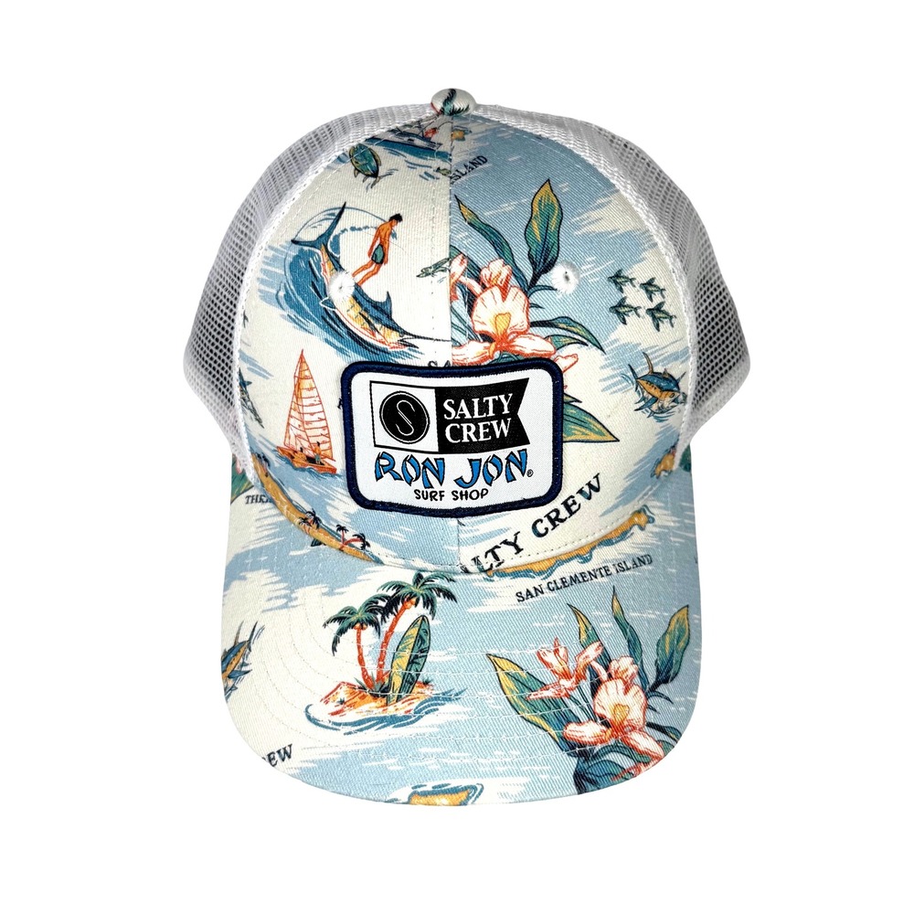 Salty Crew x Ron Jon Surf Shop Tropical Marlin Fishing Trucker Hat Snapback Cap